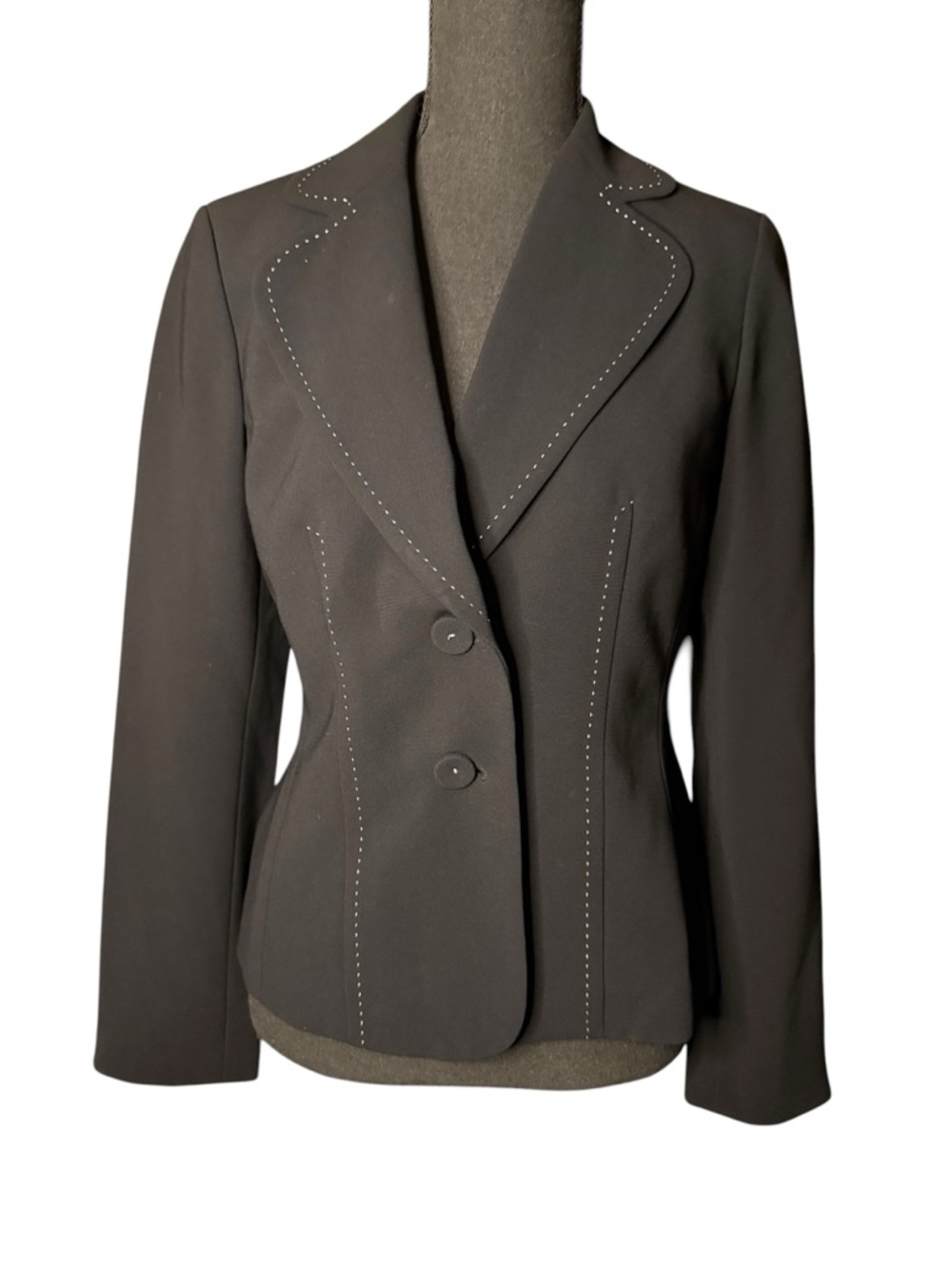 Ann Taylor Black Tailored Blazer with Contrast Stitching